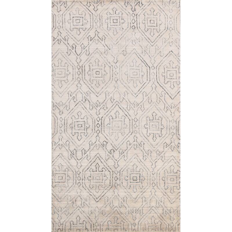 Geometric Oriental Gabbeh Area Rug Wool Handmade Modern Carpet - 5'0" x 7'10"