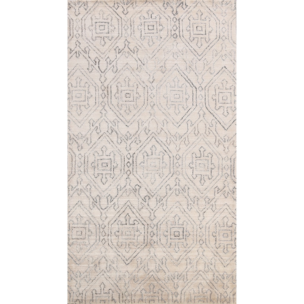 Geometric Oriental Gabbeh Area Rug Wool Handmade Modern Carpet - 5'0" x 7'10"