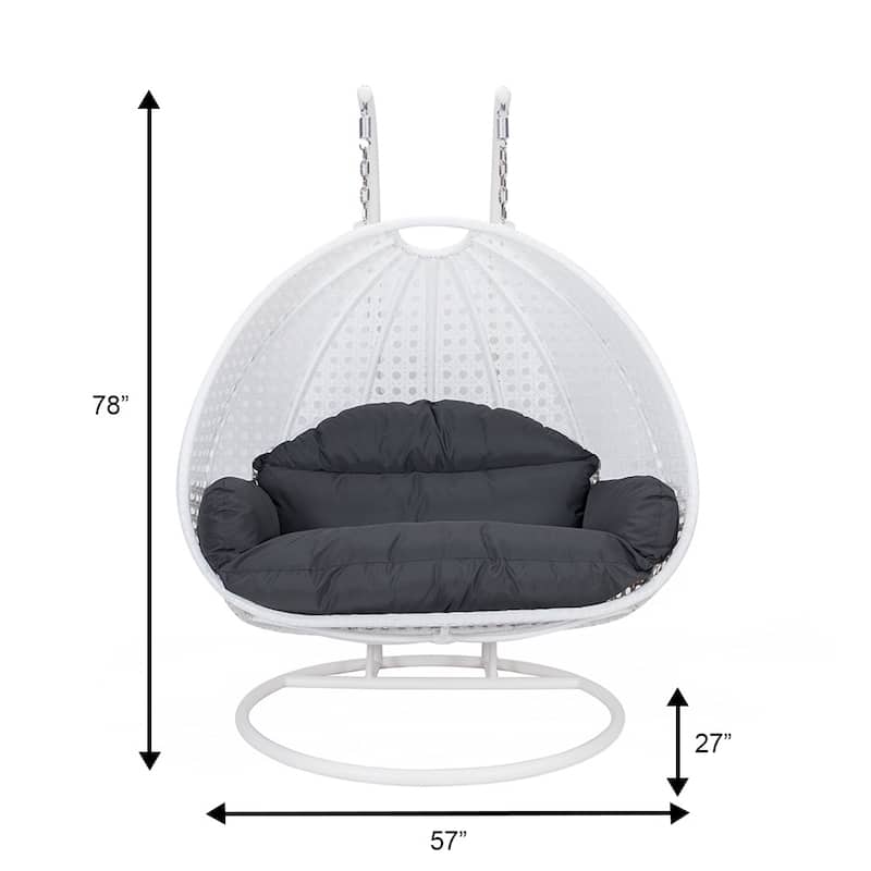 Egg Shaped 2-Person Swing Chair Set with Iron Stand Removable and Washable Cushion for Indoor Outdoor - Black