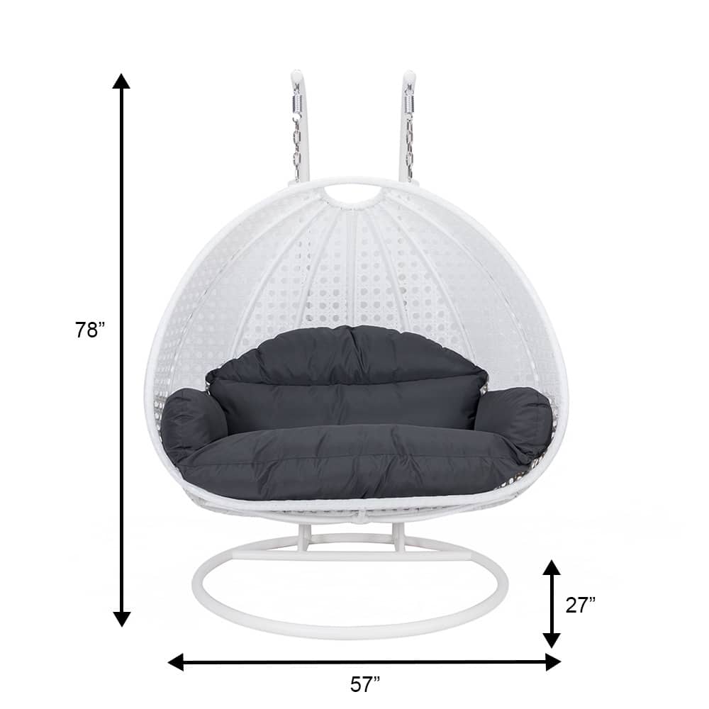 Egg Shaped 2-Person Swing Chair Set with Iron Stand Removable and Washable Cushion for Indoor Outdoor