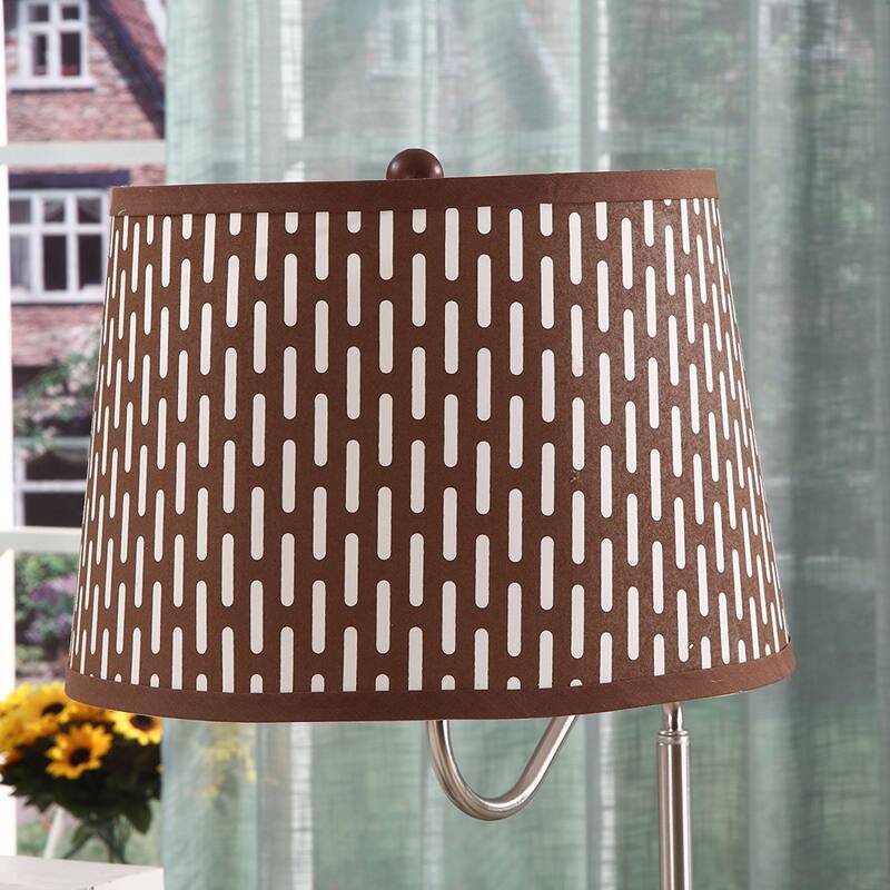 Brightech Madison 56 in. Havana Brown Mid-Century LED Bedside Table Lamp with Fabric Drum Shade and Built-In USB Port (2-Pack)