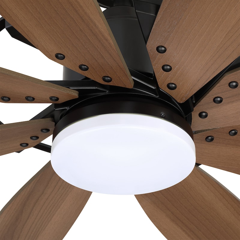 60-in Black Farmhouse Windmill Ceiling Fan with LED Light and Remote