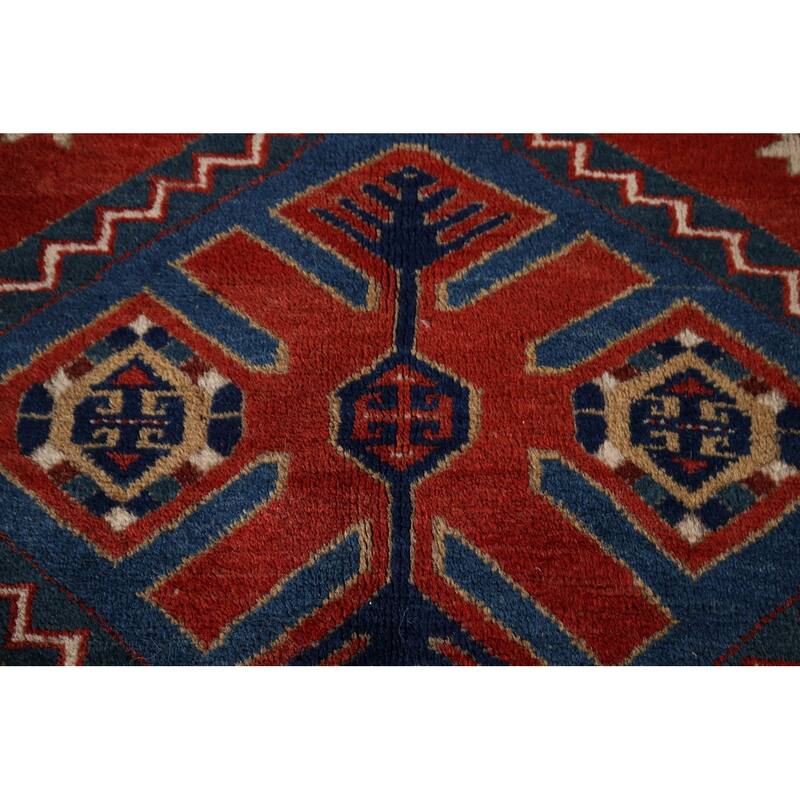 Kazak Vegetable Dye Antique Area Rug Handmade Tribal Wool Carpet - 5'3" x 8'0"