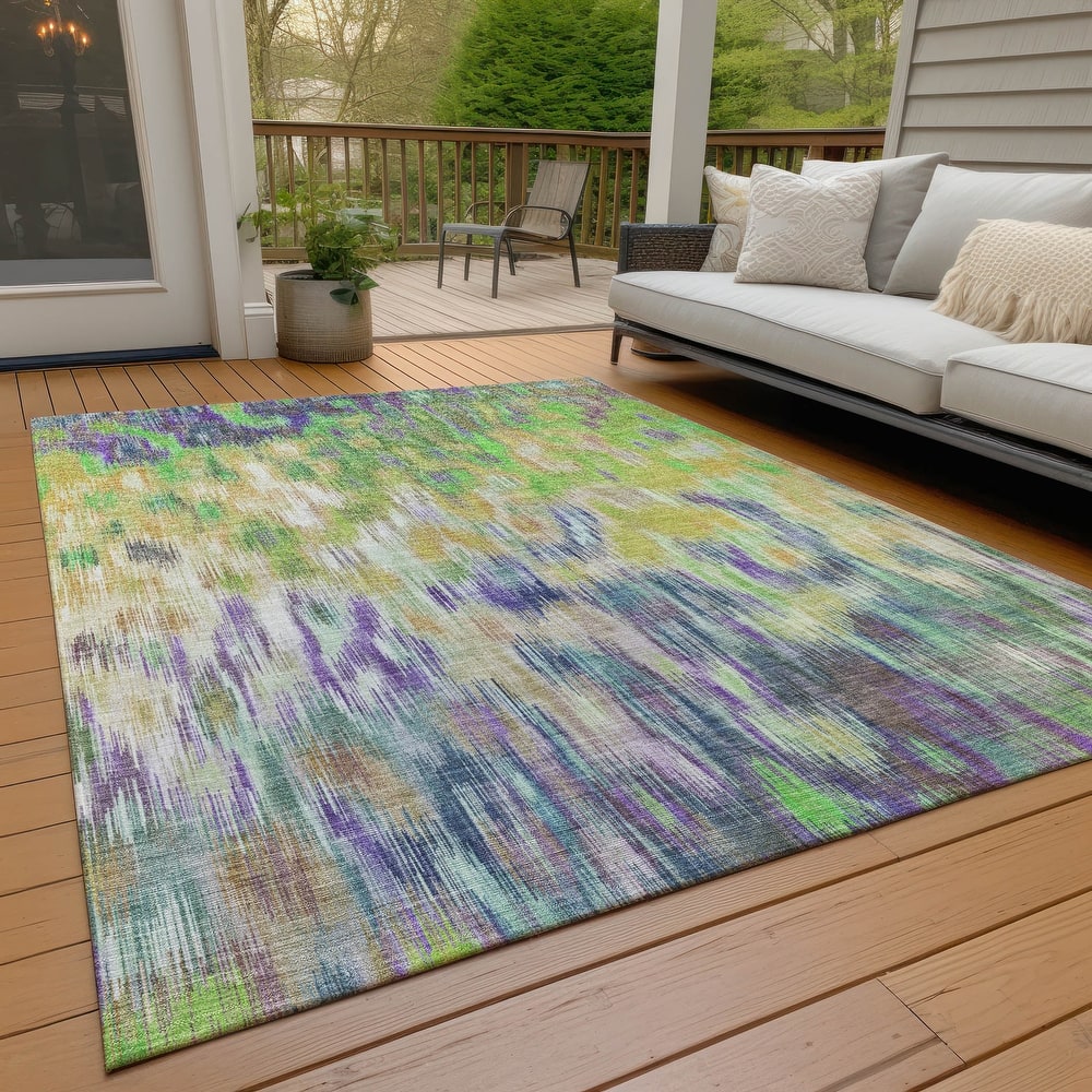 Machine Washable Indoor/Outdoor Modern Watercolor Chantille Rug