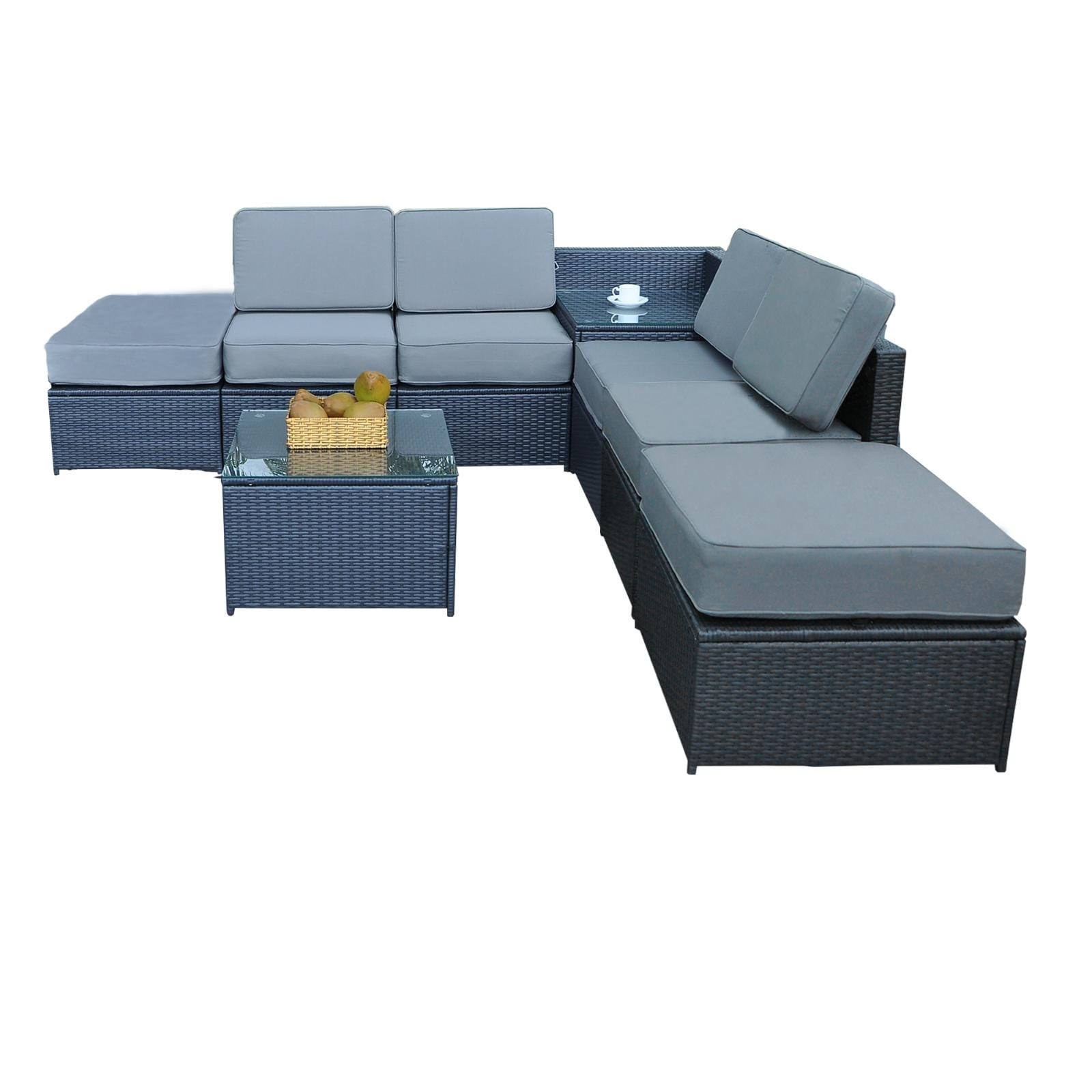 Shop Mcombo Outdoor Patio Black Wicker Furniture Sectional Set All Weather Resin Rattan Chair Conversation Sofas 6085 8pc Overstock 32398717