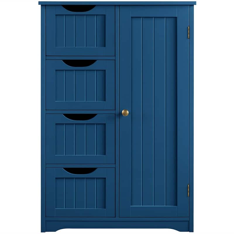 Wooden Floor Cabinet - 11.4"D x 21.4"W x 32.5"H - Navy Blue