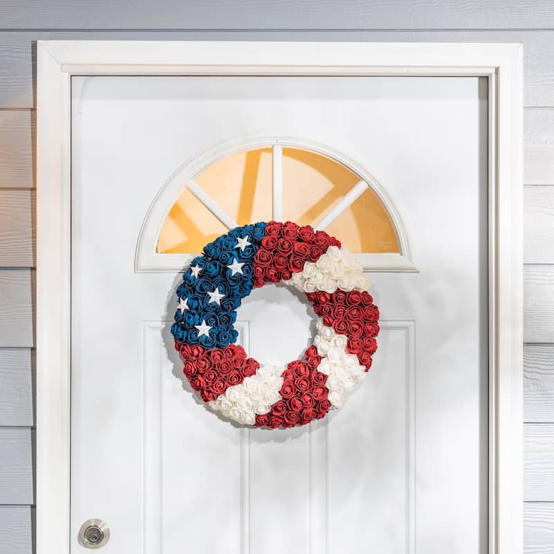 17 in. Americana Flower Wreath
