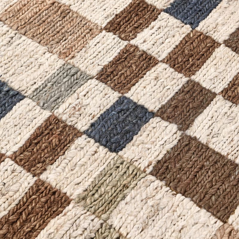 Villa by Classic Home Soumak Handwoven Jute Checkered Rug