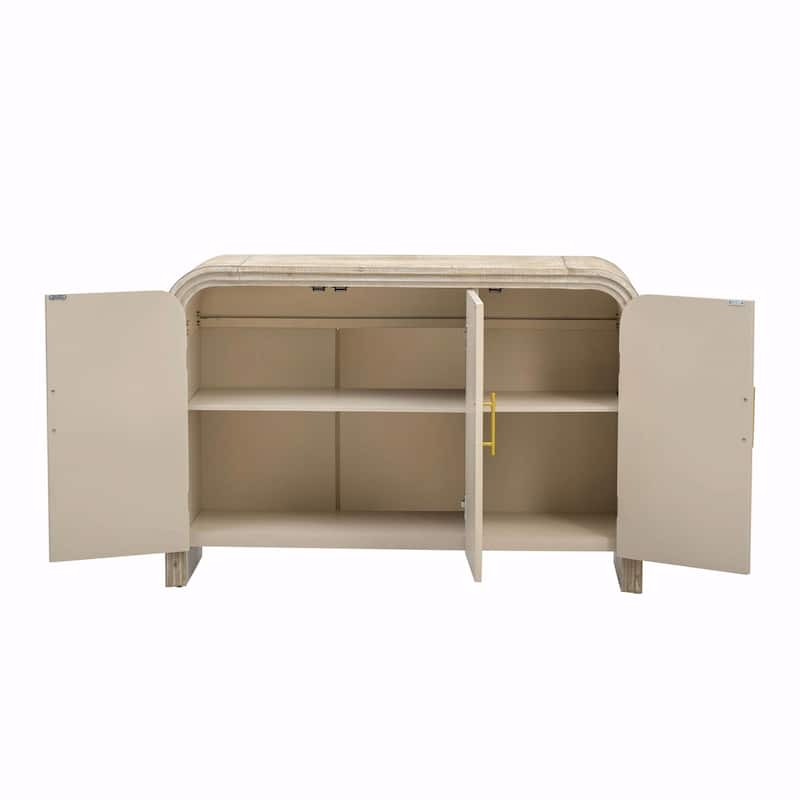 Retro Minimalist Curved Sideboard with Gold Handles and Adjustable Dividers