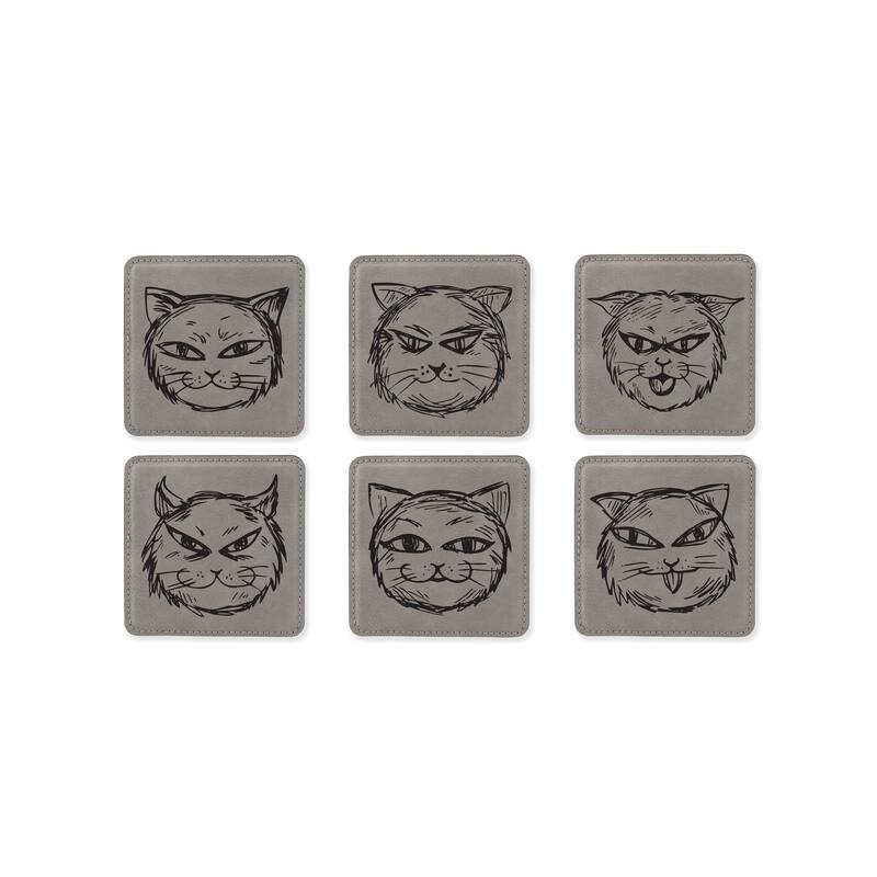 Cute Cat Coasters for drinks Coaster set with holder-Birthday,Wedding,Valentines
