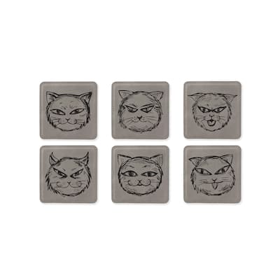 Cute Cat Coasters for drinks Coaster set with holder-Birthday,Wedding,Valentines