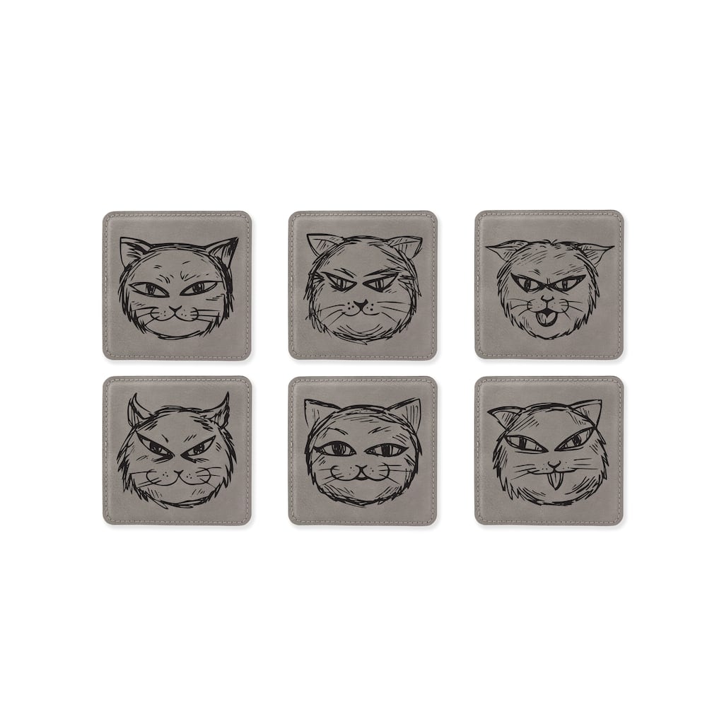 Cute Cat Coasters for drinks Coaster set with holder-Birthday,Wedding,Valentines