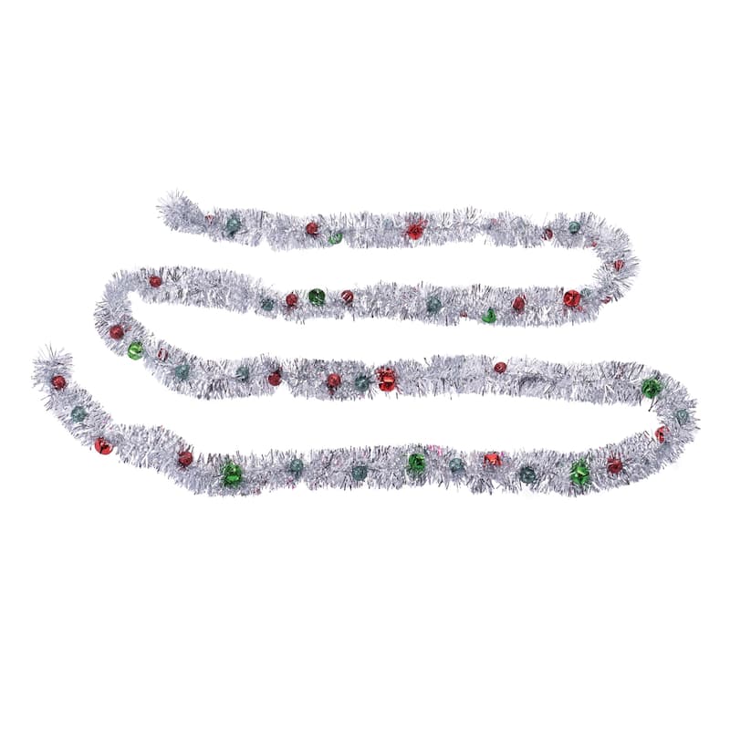 Tinsel Sleigh Bell Ornament Garland (Set of 6)