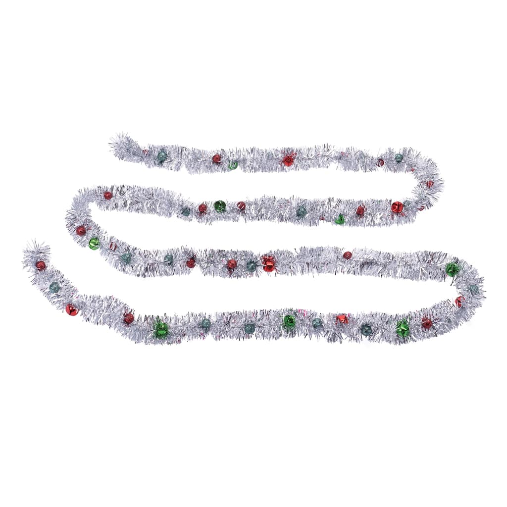 Tinsel Sleigh Bell Ornament Garland (Set of 6)