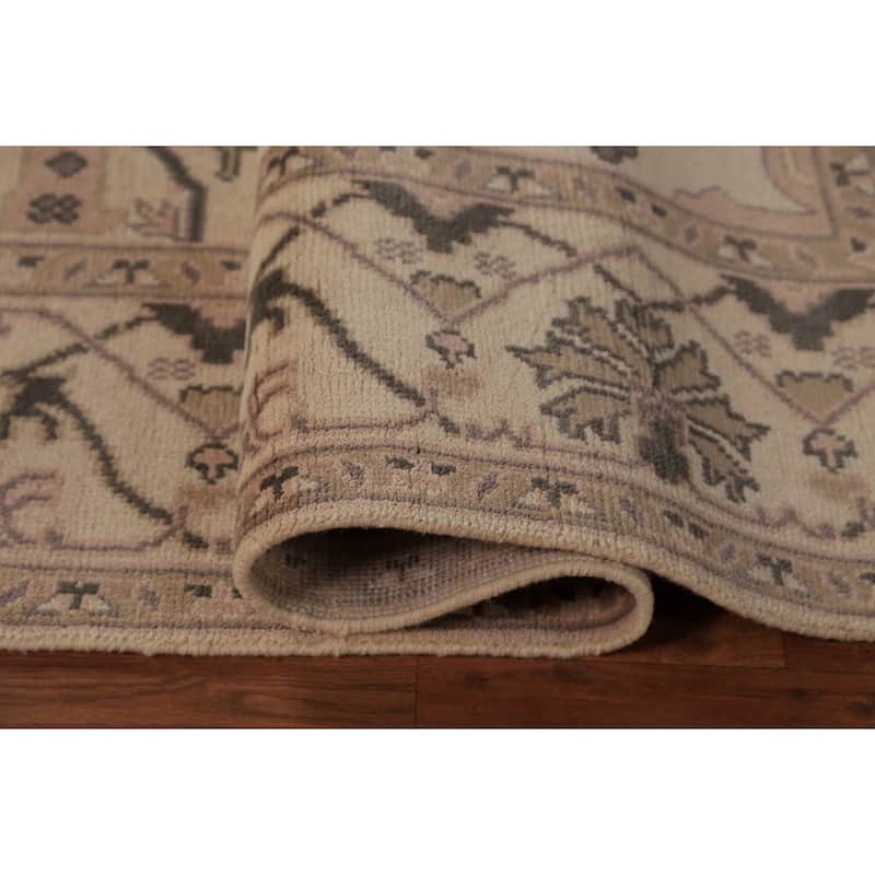 Earth Tone Oushak Indian Rug Hand-Knotted Wool Carpet - 8'0"x 9'9"