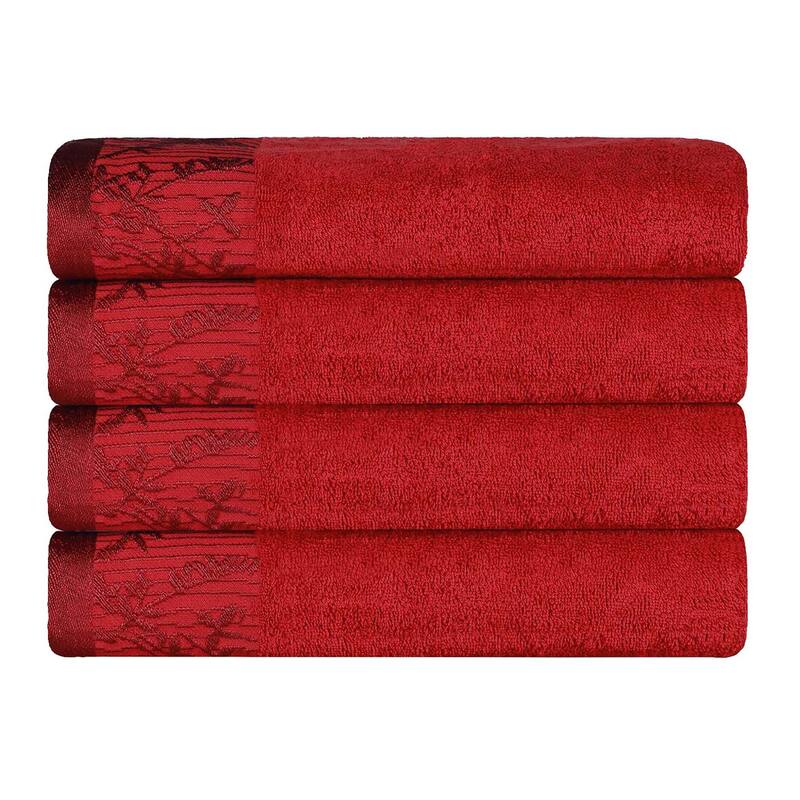 Superior Wisteria Cotton Floral Jacquard Border Bath Towel Set