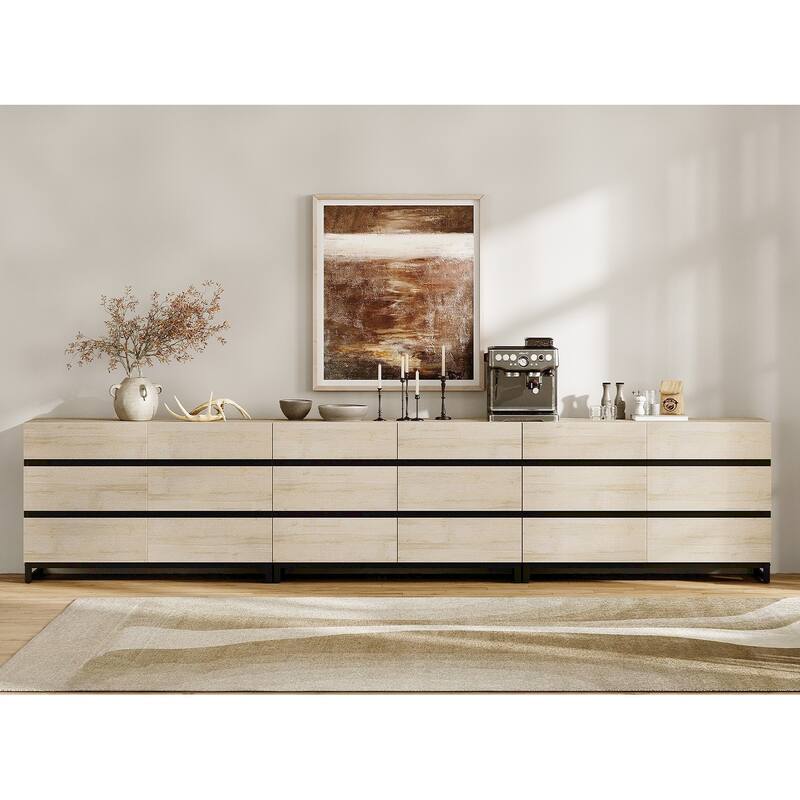 WAMPAT Modern Buffet Sideboards, Sideboard Buffet Cabinet with 6 Drawers , Coffee Bar Storage Cabinet for Kitchen