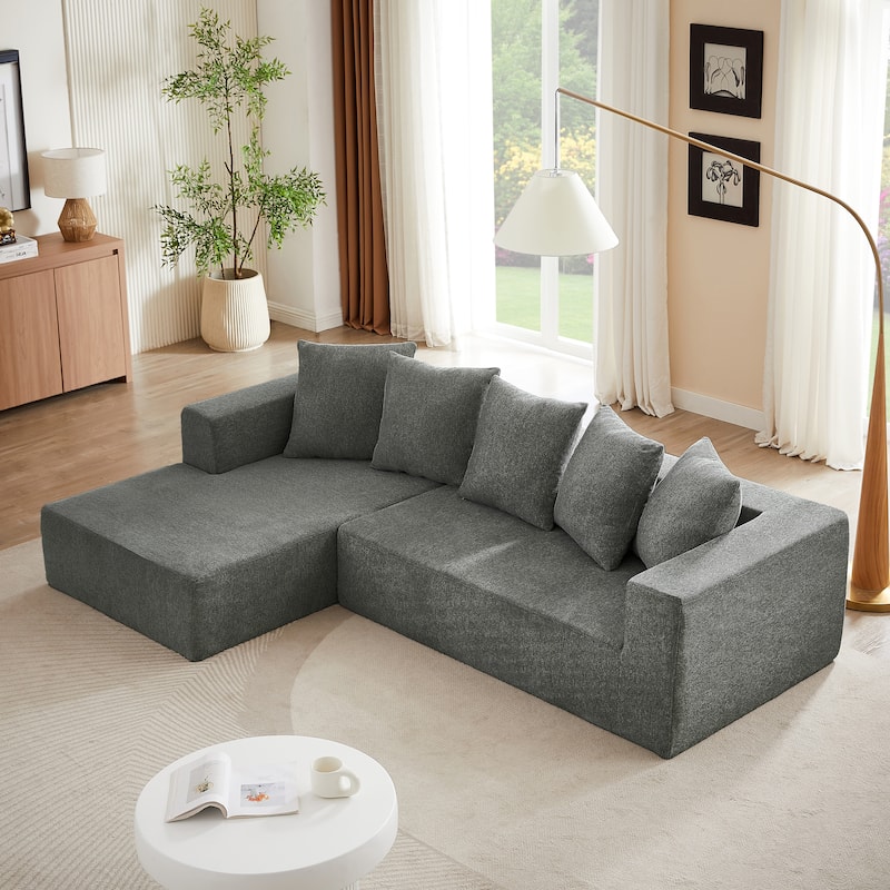 Chenille Modular L-Shaped Sofa, 4-Seater Comfort