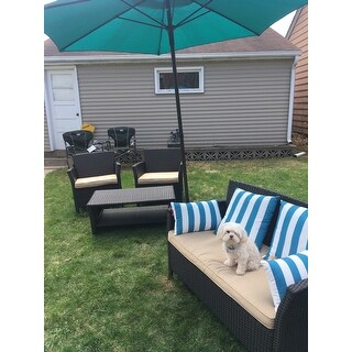 Santa Lucia Outdoor 4-piece Brown Wicker Conversation Set with Cushions by Christopher Knight Home