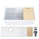preview thumbnail 2 of 14, MorningGlow 33 in. Undermount/Drop-In Single Bowl White Fireclay Workstation Kitchen Sink with Accessories