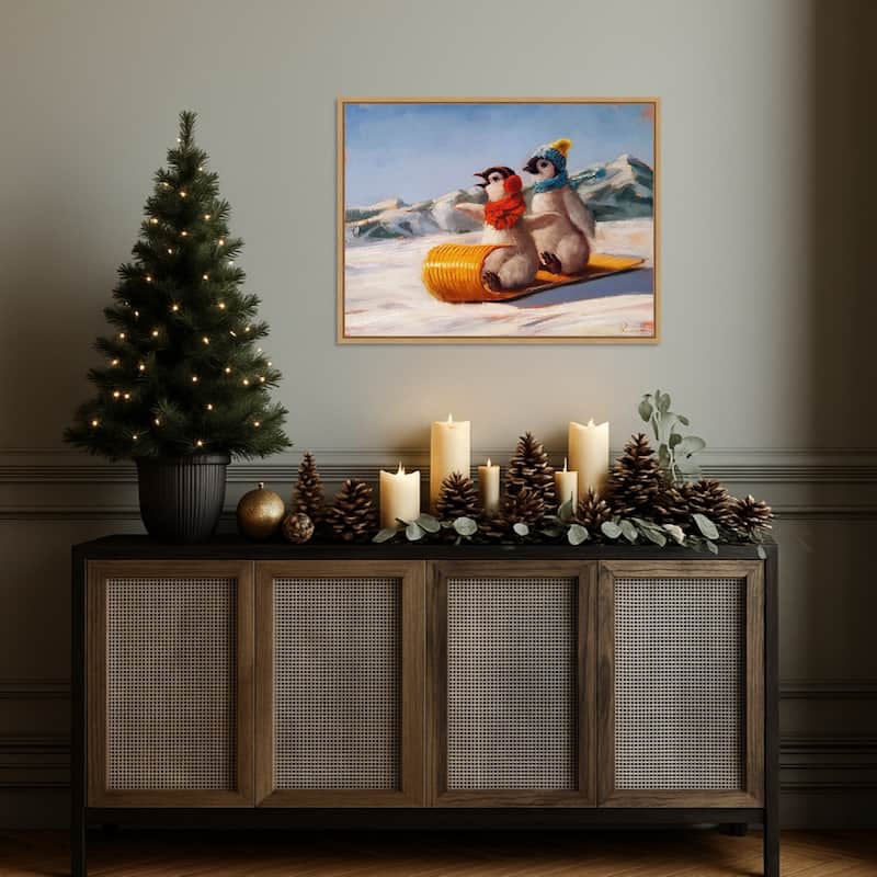 Toboggan by Lucia Heffernan (30 x 23 in.), Framed Canvas Wall Art Print - Sylvie Natural