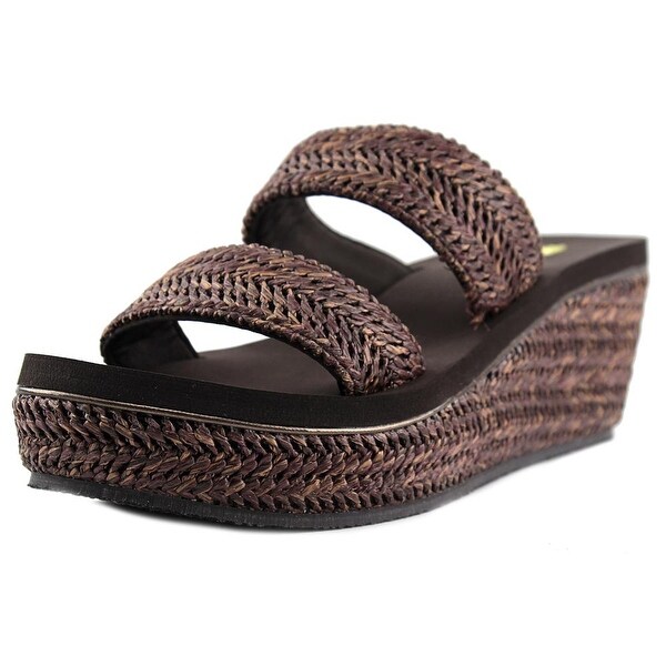 Volatile Janice Women Open Toe Canvas Brown Wedge Sandal
