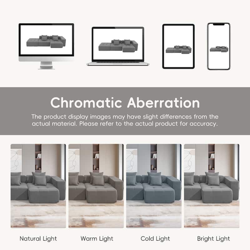 3PC Modular Sectional Sofa Couch,Free Combination,No Assembly Required