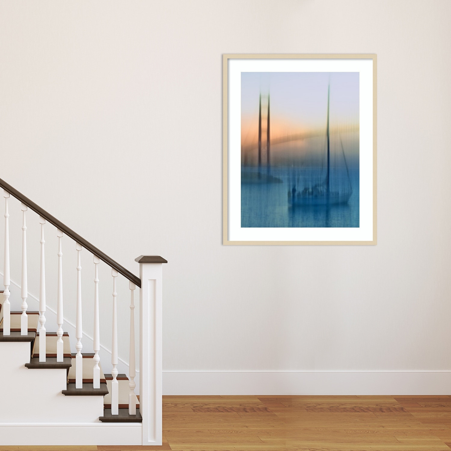 Amanti Art Wood Framed Wall Print Bright City Lights Teal by James