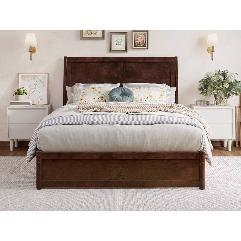 Andorra Platform Bed with Panel Footboard and Twin Trundle