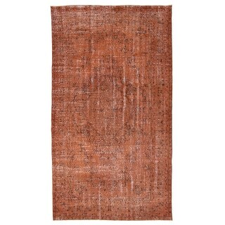 Transitional Hand Knotted Brown Wool Rug 5' x 8'