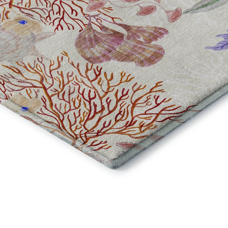 Premium Washable Super Soft Coral Starfish Coastal Mayfield Rug