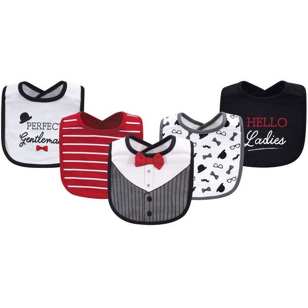 slide 1 of 1, Little Treasure Baby Boy Cotton Bibs 5pk, Gentleman, One Size - Gentleman 5-Pack - One Size One Size - Gentleman 5-Pack