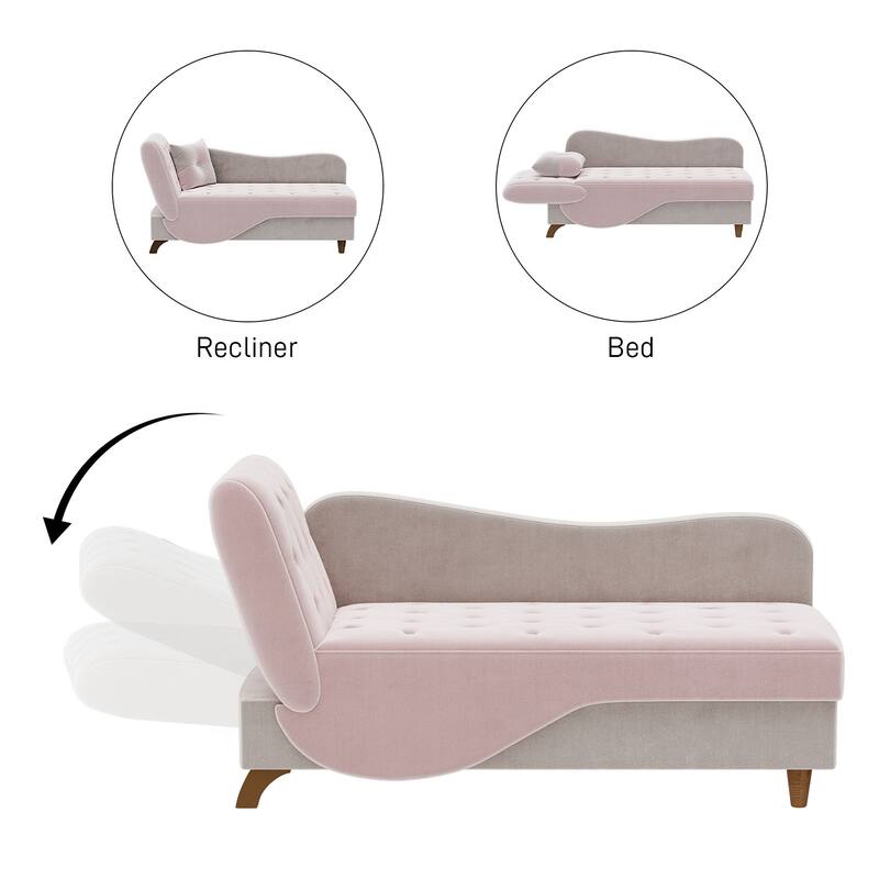 Ouyessir Upholstered Storage Chaise Lounge Chair with Left Armrest & Lumbar Pillow