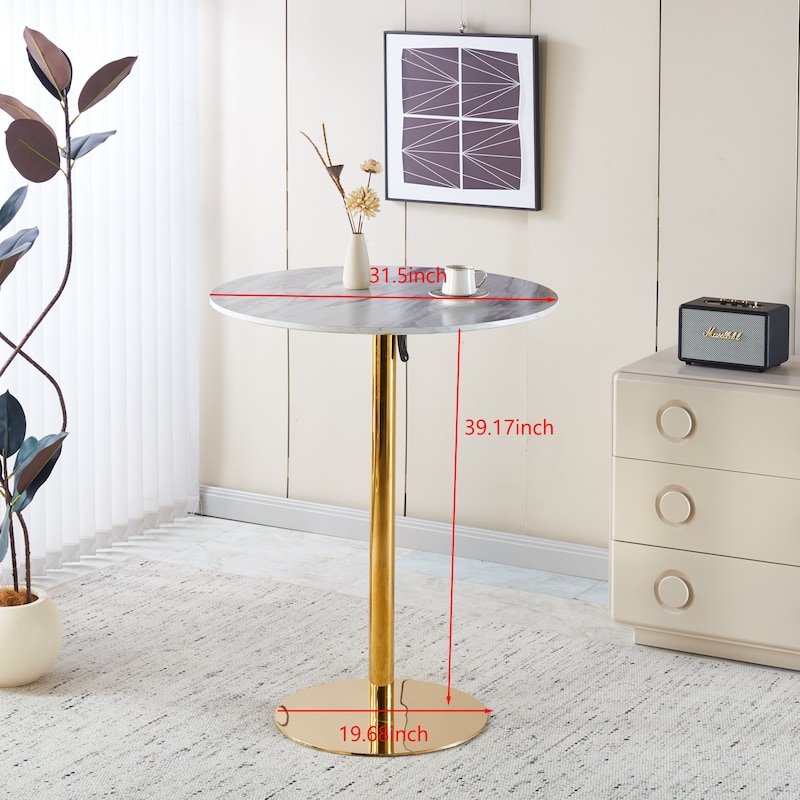 GDFStudio - Soren Mid-Century Modern Pedestal Bar Table Set with Swivel Adjustable Upholstered Counter-Height Stools