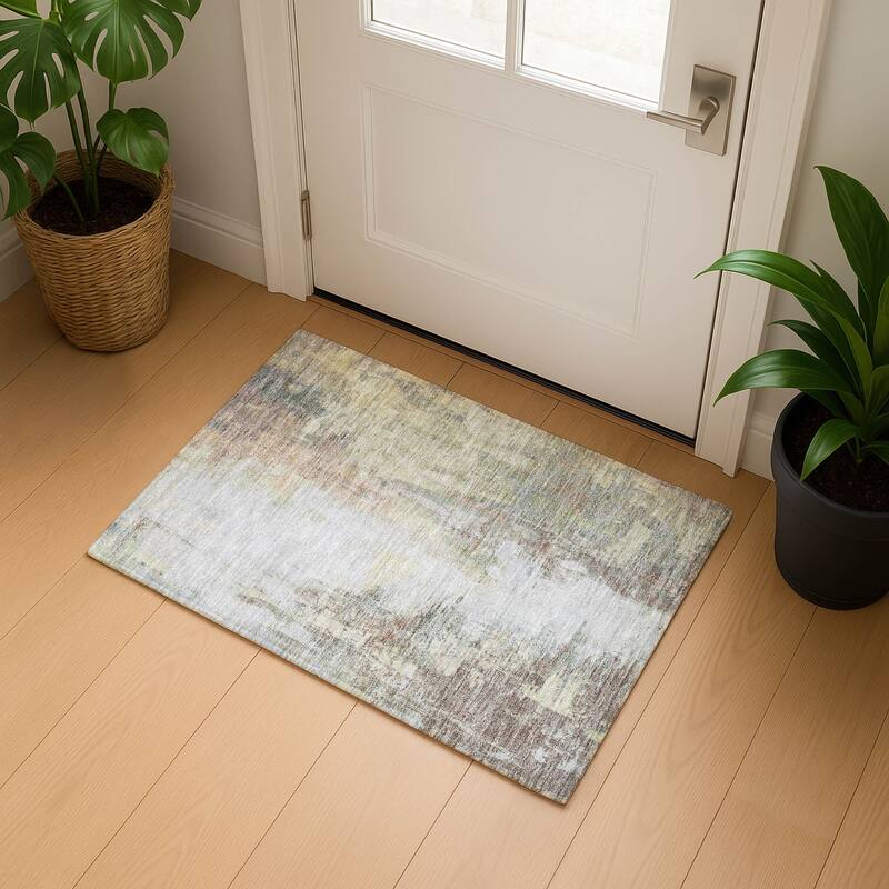 Premium Washable Super Soft Abstract Brushstroke Mayfield Rug - Tan - 1'8" x 2'6"