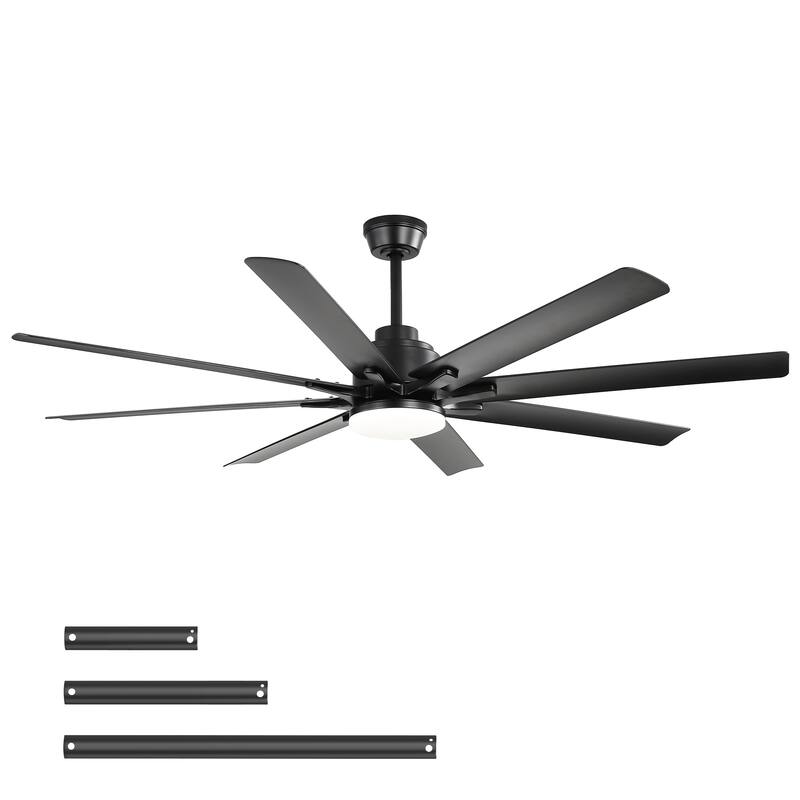 52" Reversible DC Motor Ceiling Fan with Remote/APP Control Dimmable 3-color Temperature, 8 ABS Blades Ceiling Fan Chandelier