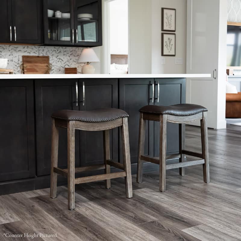 Maven Lane 31" Adrien Saddle Kitchen Bar Height Stool - N/A