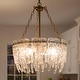 preview thumbnail 14 of 14, Alegate Modern Gold 4-Light Drum Glass Chandelier for Dining Living Room