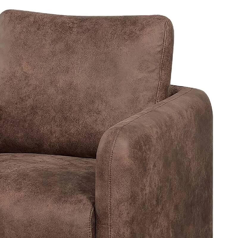 Wade Swivel Armchair, Square Frame, Walnut Brown Faux Leather