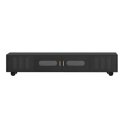 Modern TV Stand for TVs up to 80 Inches with Glass Door - 70.9" D x 15.8" W x 14.2" H