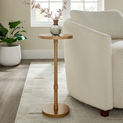 Mesic Antique Brass Adjustable Height Accent Table