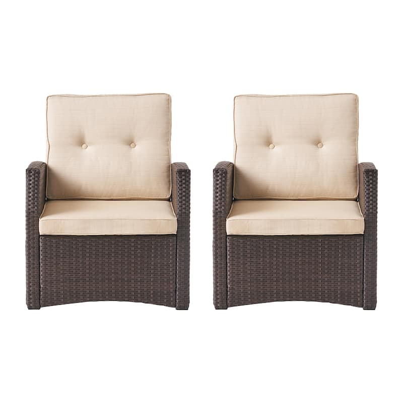 Sanger Wicker Outdoor Club Chairs with Cushions by Christopher Knight Home
