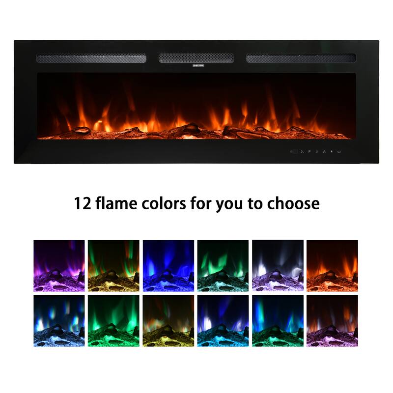 LED Recessed Wall-Mounted Electric Fireplace