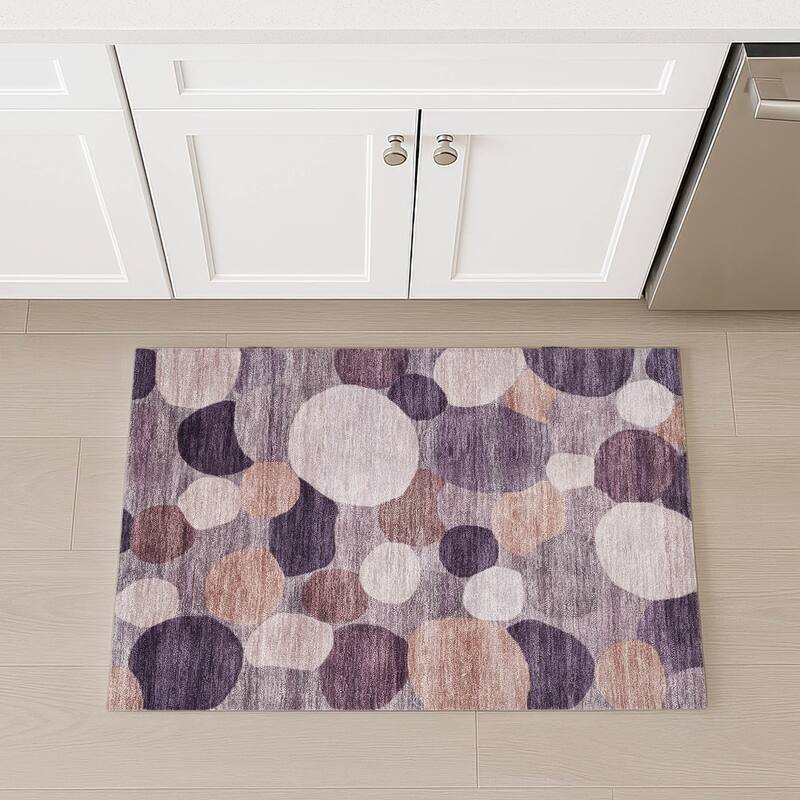 Machine Washable Indoor/ Outdoor Modern Circy Chantille Rug