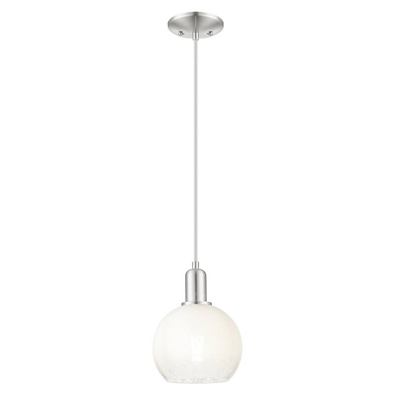 Innovations Lighting Downtown Urban - Brookhaven Globe - 1 Light 8" Cord Hung Mini Pendant - Opal Shade/Brushed Satin Nickel