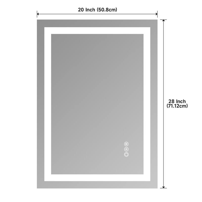 Topcraft Frameless Tempered Glass Mirror with Dual LED Strip Lighting