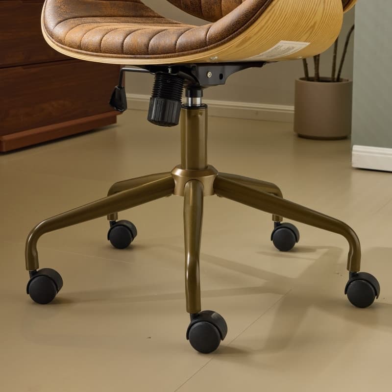 PU Curved Office Chair With Antique Bronze Base
