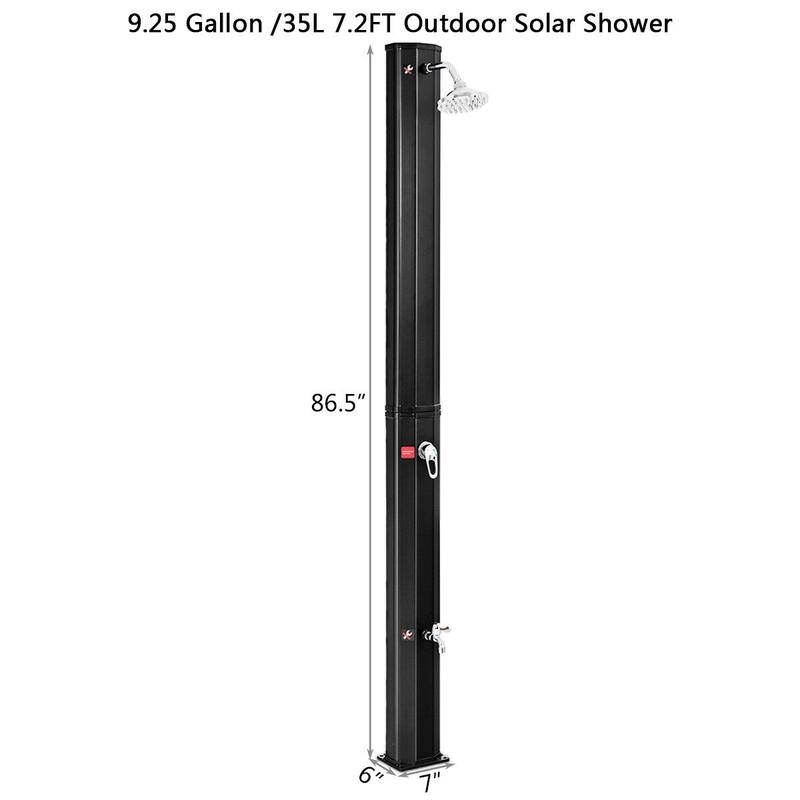 Costway 9.3 Gallon Outdoor Solar Heating Shower 7.2Ft Adjustable