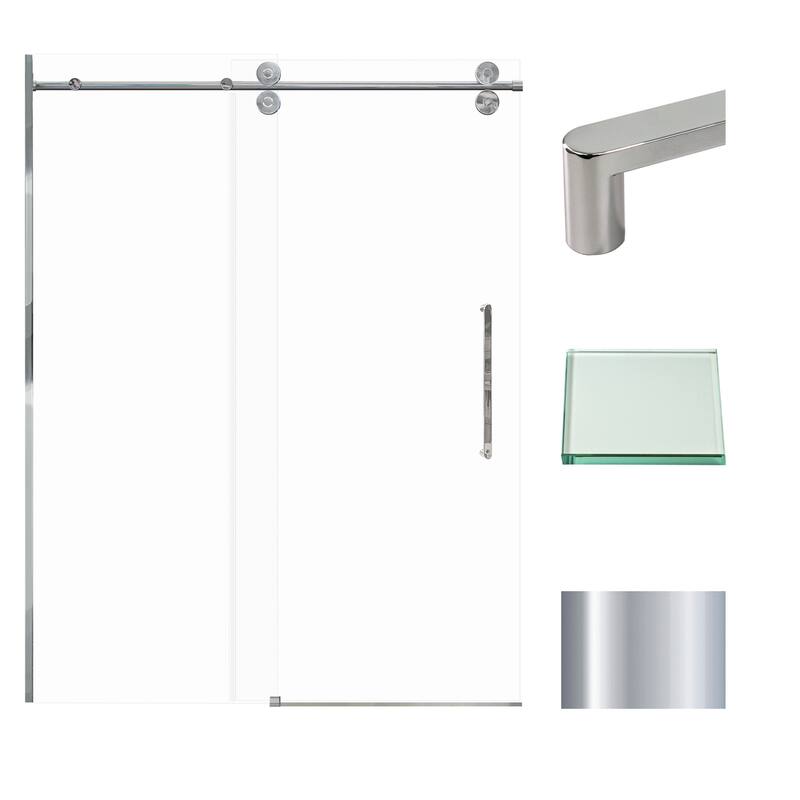 Teegan Plus 59 in. W x 80 in. H Sliding Door with Fixed Panel Semi-Frameless Shower Door with Clear Glass