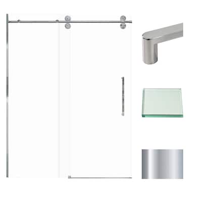 Teegan Plus 59 in. W x 80 in. H Sliding Door with Fixed Panel Semi-Frameless Shower Door with Clear Glass